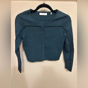 Sandro Cropped Dark Green Cardigan Size-1 Small